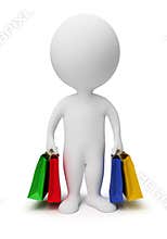 3d small people - carry shopping bags