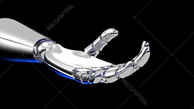 Animated chrome robotic hand