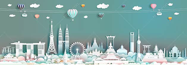 Travel landmark Asia with downtown cityscape skyline and asean tourism