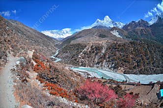 View on beautiful mountain Ama Dablam , Everest Region
