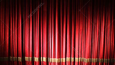 Red closed curtain with light spots in a theater or opera
