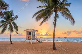 Fort Lauderdale, Florida, USA beach and life guard tower