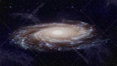 Universe with a beautiful Galaxy spinning and stars and nebula