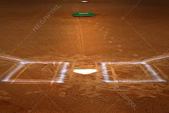 Baseball Homeplate Batter Box Chalk Line Brown Clay Dirt