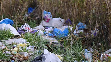 Burning garbage dump, ecological pollution