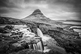 Majestic Kirkjufell and the Kirkjufellsfoss in West Iceland