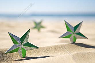 Christmas stars on beach