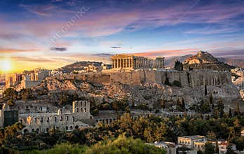 The Parthenon Temple at the Acropolis of Athens, Greece