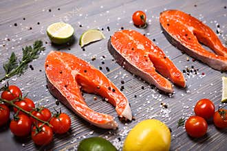 Fish sliced on the table for meals. Delicious seafood dinner. Tr