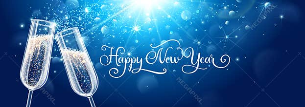 New years eve celebration background with champagne
