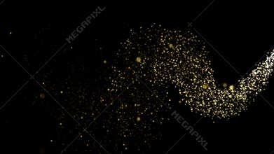 Golden lights draw zigzag, flying through the entire screen from left to right. Alpha channel.