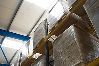Pallets with cartons in warehouse