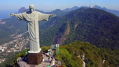 Aerial Footage of Christ the Redeemer in Rio de Janeiro, Brazil