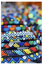 Detailed African beadwork in a craft market