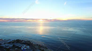 Flight above San Diego and La Jolla Cove beach to the Pacific ocean