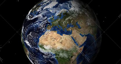 Rotating Earth in Space. Northern Hemisphere
