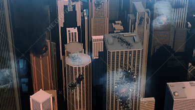 3d animation of a destroyed city