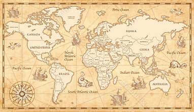 Old Vintage World Map
