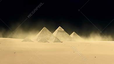 Egyptian Giza pyramids on black background 4K