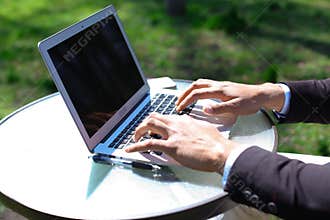 Journalist finished work in park