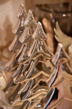 Shiny golden Christmas tree figurines