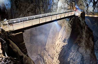 Bridge inside Skocjan Caves, one of UNESCO’s natural and cultura