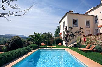 Luxury rustic hotel and swimming pool