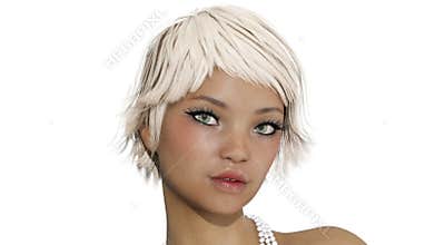 3D Animation of a flirting female Face