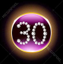 30th years happy birthday anniversary card invitation diamonds numbers