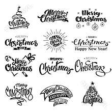 Merry Christmas Lettering Design Set