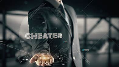 Cheater with hologram businessman concept