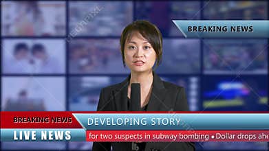 Female news anchor in studio
