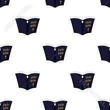 Open Holy Bible Flat Icon Seamless Pattern