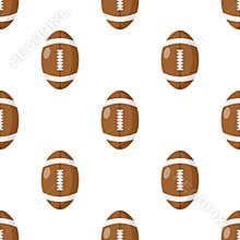 Rugby Ball Flat Icon Seamless Pattern