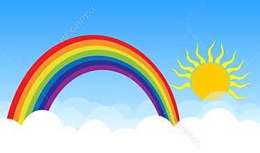 Rainbow with sum and clouds