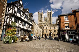 A view of the Cathedral from Castle Square, Lincoln, Lincolnshire, UK -August 2009