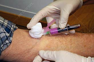 Blood draw from elderly man
