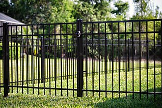 Double Gates Black Aluminum Fence