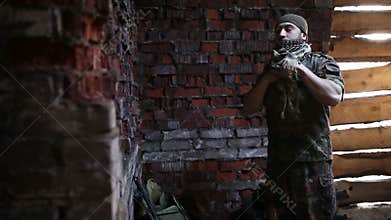 The soldier prepares uniforms