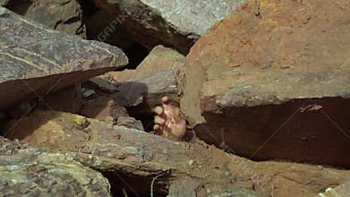 Hand for help on the mountain