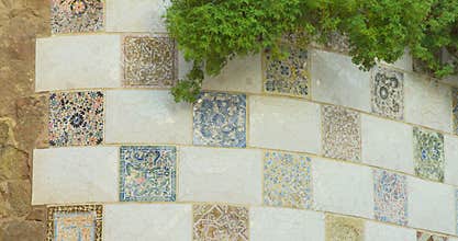 BARCELONA, CATALONIA - JULY 26th 2017: View of Guell park Barcelona city colorful sunny day