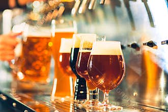 Beer taps in a pub