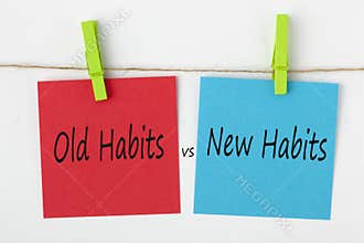 New Habits vs Old Habits Concept Words