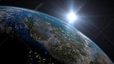 Earth Sunrise over Europe.