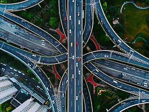 Shanghai streets and intersections from above