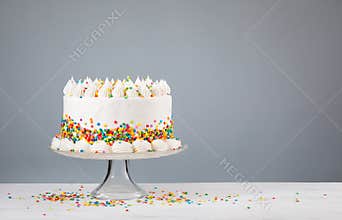 White Buttercream Birthday Cake with Sprinkles
