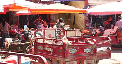 4k variety of food & Life items in large outdoor trade market,Shangri-La,china.