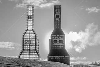 Chimeneas de la Cidade da Cultura, blanco y negro