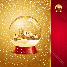 Christmas card with snow globe