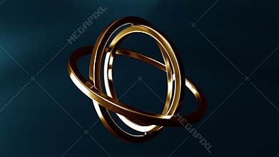 Gimbal made of gold. Balance or movement concepts. Loopable animation